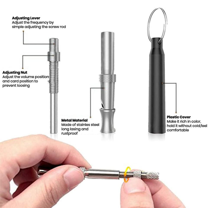 Dog Whistle, 1Pack Adjustable Dog Whistle, Recall Training, Professional Ultrasonic Silent Dog Whistle, Dog Whistle to Stop Barking Neighbors Dog, Training Tool for Dogs, with Black Strap Lanyard - BeesActive Australia