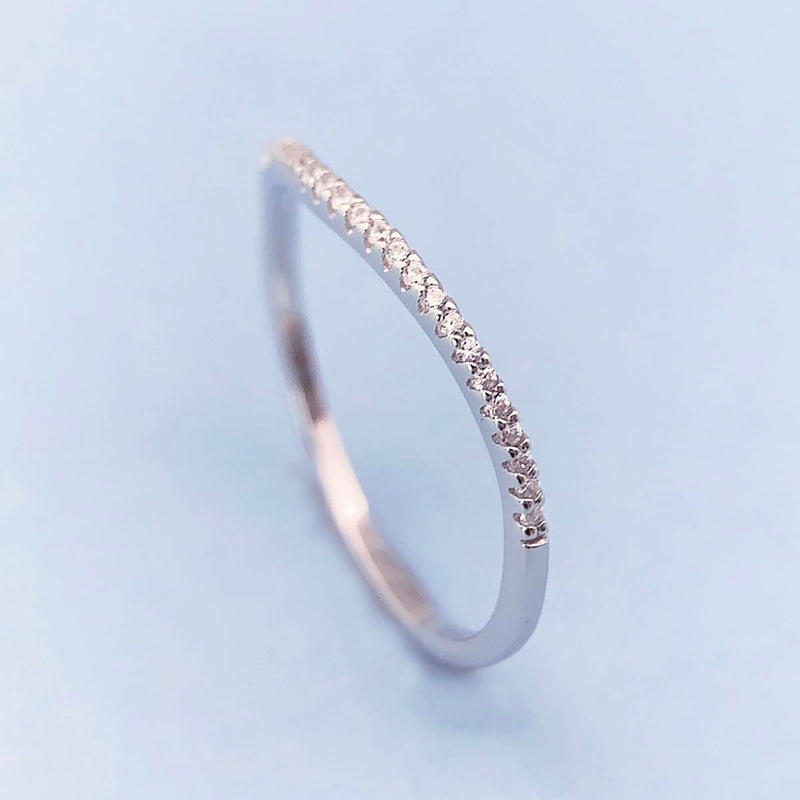CGSRING 1.5mm Moissanite Wedding Bands for Women, Moissanite Rings for Women, V Shaped Wedding Band Silver 9.5 - BeesActive Australia