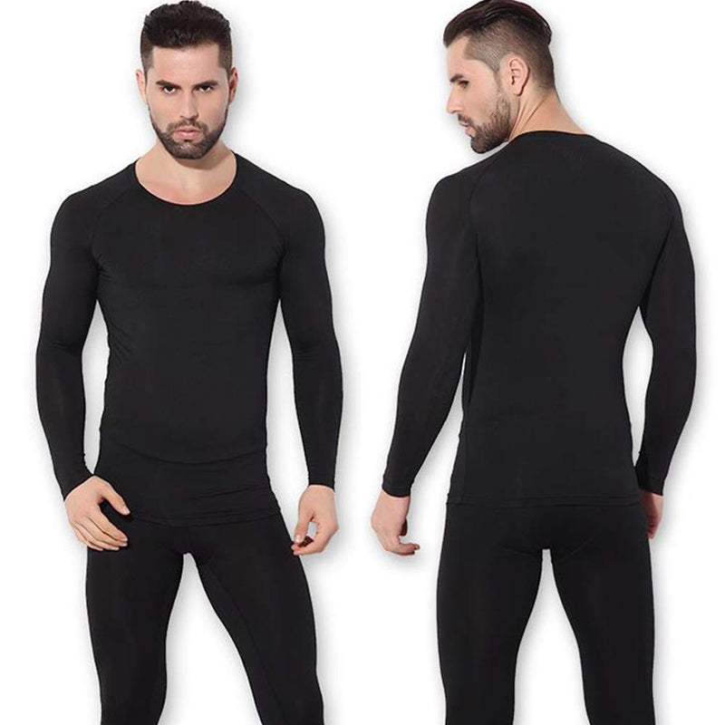 HEROBIKER Mens Thermal Underwear Set Skiing Winter Warm Base Layers Tight Long Johns Top & Bottom Set with Fleece Lined Black Medium - BeesActive Australia