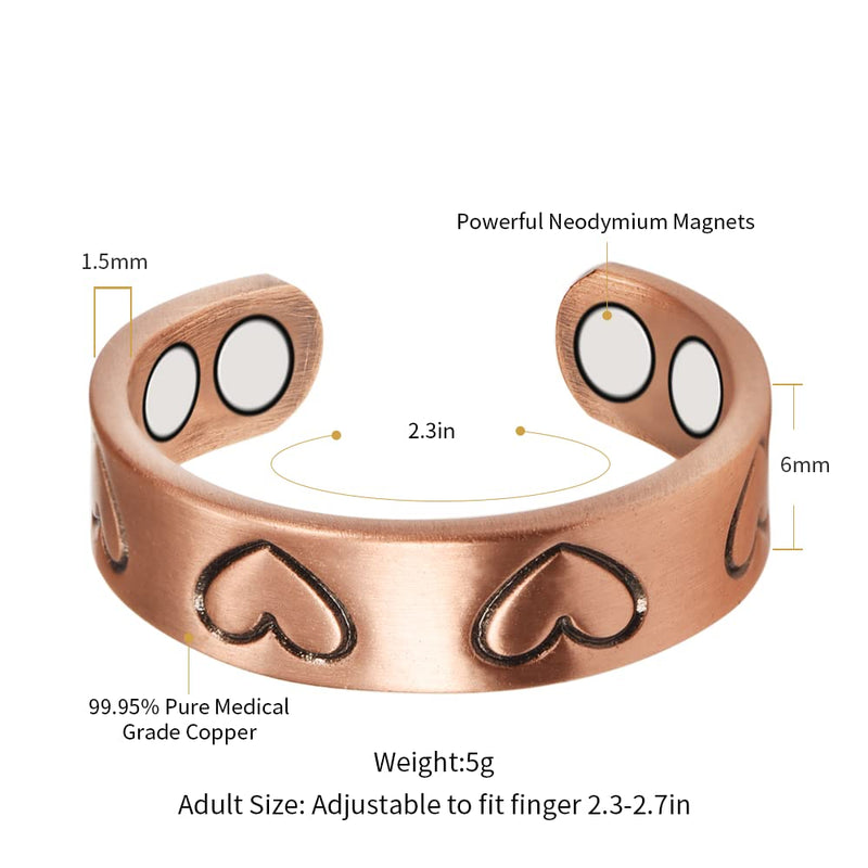 EnerMagiX Pure Copper Magnetic Rings, Copper Rings for Women with 4 Magnets, Jewelry for Ladies - BeesActive Australia