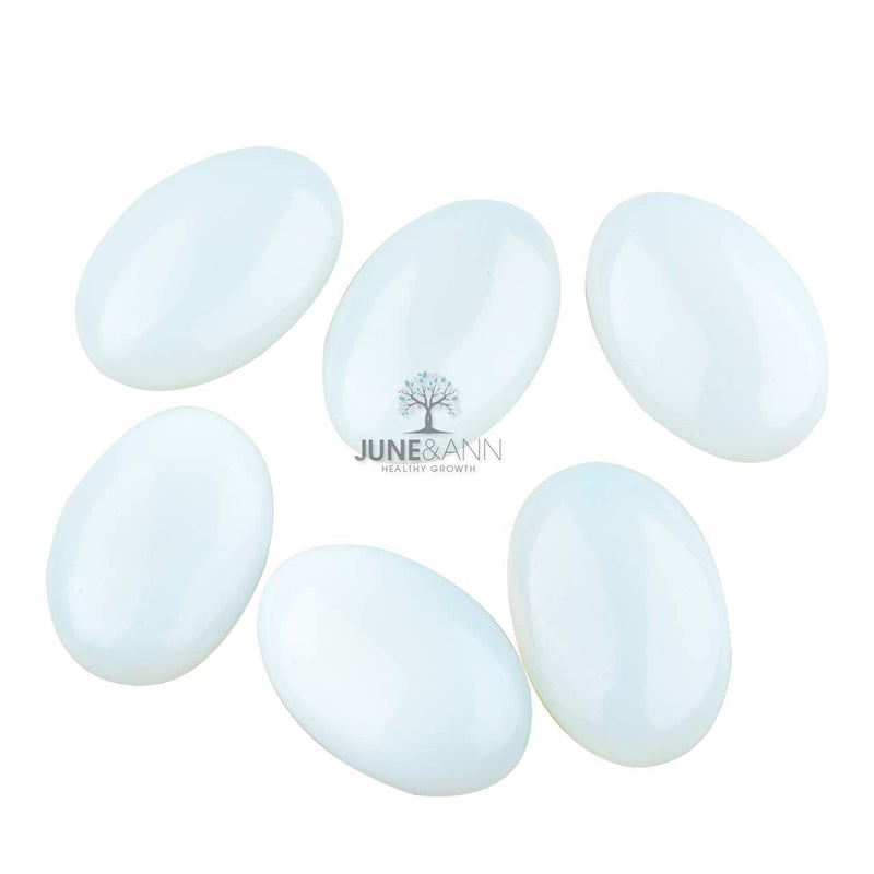 June&Ann Opalite Palm Stones, Healing Gemstone Therapy Worry Crystal Stones for Meditation Chakra Balancing Collection, Oval Shape - BeesActive Australia