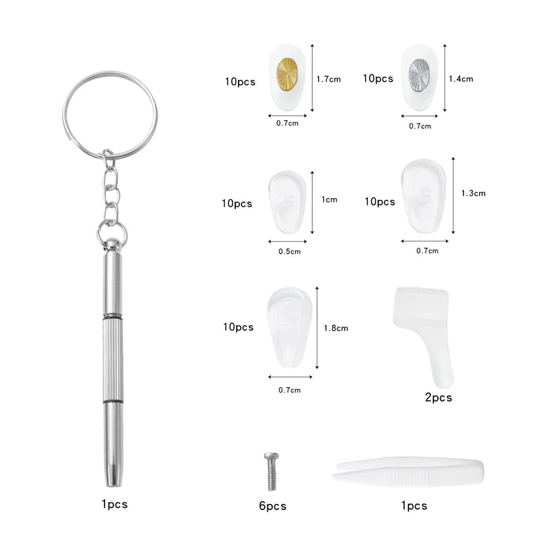 Jagowa 25 Pairs Glasses Repair Kit Glasses Nose Pad Repair Kit Nose Pads Glasses Accessories Screwdriver Set (Random Color Wipe Cloth) - BeesActive Australia