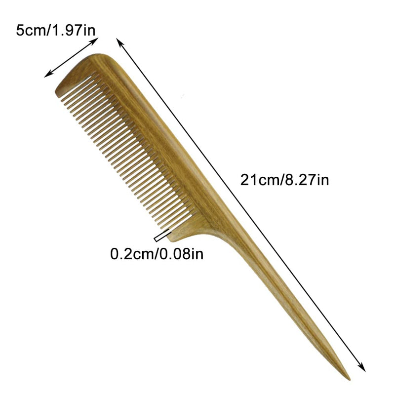 Tail Comb, Wooden Comb Green Sandalwood Anti-static Fine Teeth Hair Comb Long Handle for Women - BeesActive Australia
