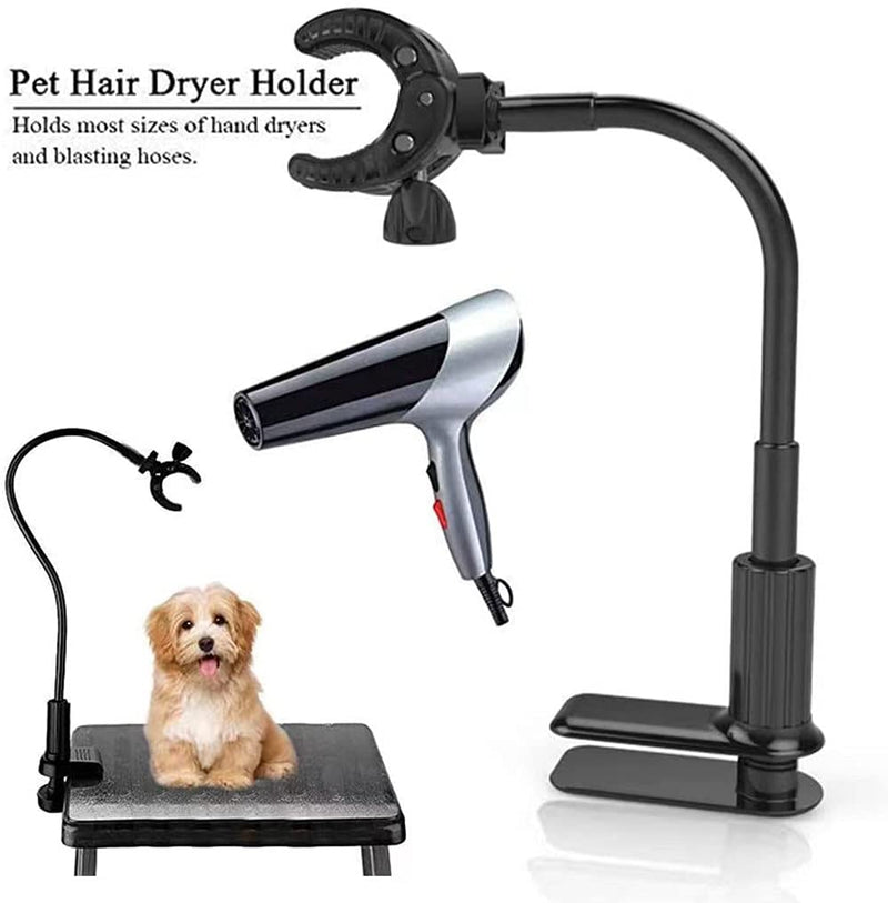 FOUUA Dog Hair Dryer Stand, Pet Grooming Table Hair Dryer Holder, Hands Free Blow Dryer Holder, 360 Degrees Rotatable Lazy Hair Dryer Stand with Adjustable Clamp Mount for Dog Cat Grooming - BeesActive Australia