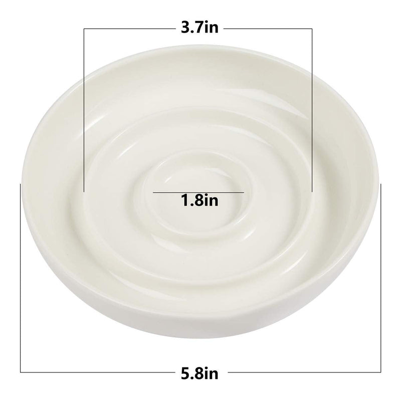 SLSON Cat Slow Feeder Bowl,Ceramic Slow Feed Cat Bowls Heavy and Shallow Wisker Stress-Free Pets Dish for Kittens Small Pets Wet Food,White - BeesActive Australia