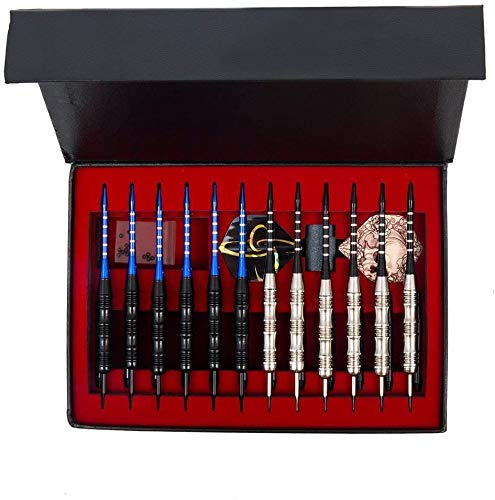 WINSDART Steel Tip Darts Set 12 Pack 22 Grams with Nonslip Iron Barrel Aluminum Dart Shafts 2 Style Flights and Darts Sharpener, Gift Box Darts-A - BeesActive Australia