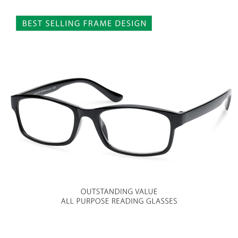 10 Pack Reading Glasses Women and Men, Spectacles Eyeglasses, Plastic Classic Style Black Frame, Inexpensive Value Readers, Multi Pack Set of Cheap Glasses for Reading (+2.50) +2.50 Magnification (Pack of 10) - BeesActive Australia