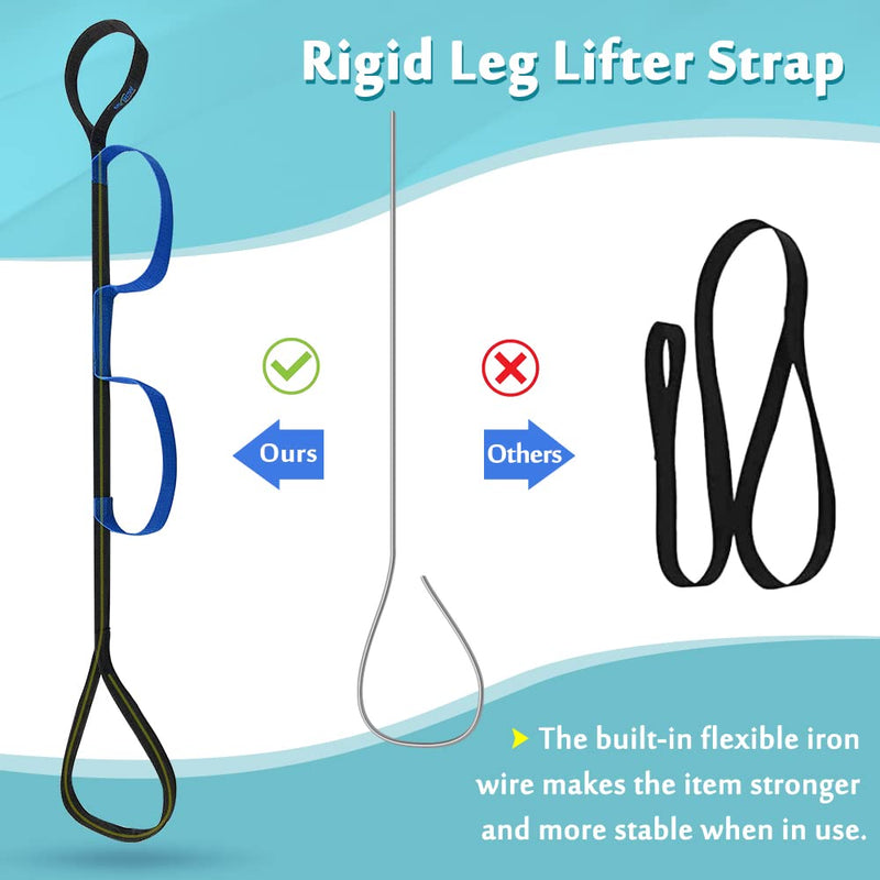 Leg Lifter Strap for After Knee Surgery Hip Replacement Recovery Kit Medical Leg Loop Lifter Pull Strap Lift Assist Rigid Foot Lifter for Disabled Elderly Adults Handicap Mobility Aids Portable Lifter Black - BeesActive Australia