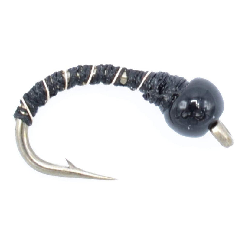 The Fly Fishing Place Black Zebra Midge Assortment Black Bead Head - 3 Each of 3 Sizes 14, 16, 18 - Tailwater Fly Fishing Flies Collection - BeesActive Australia