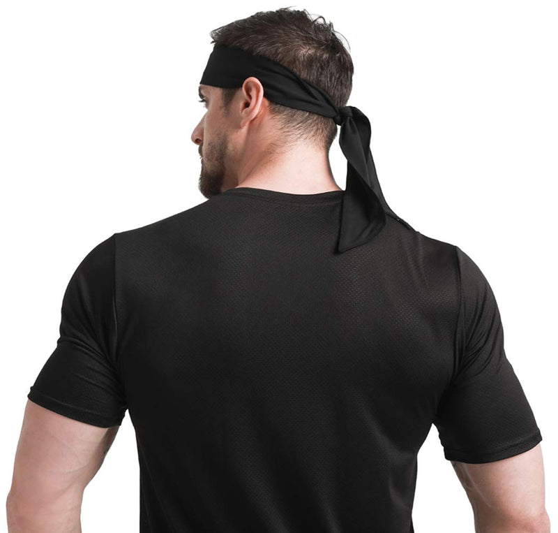 Sports Headband - Head Tie Tennis Tie Hairband - Sweatbands Headbands Wristbands Head Wrap - Ideal for Working Out,Tennis 1pcs-black - BeesActive Australia