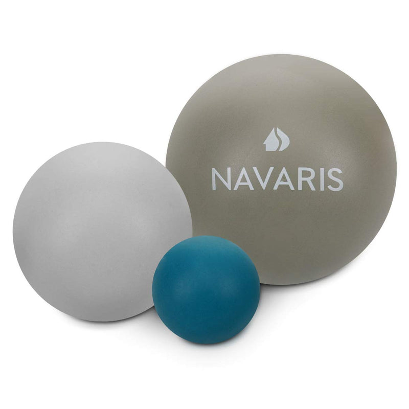 Navaris Lacrosse Massage Balls Set - Myofascial Deep Tissue Muscle Therapy for Back Legs Neck Foot Roller Trigger Points Firm Spheres - Pack of 3 - BeesActive Australia