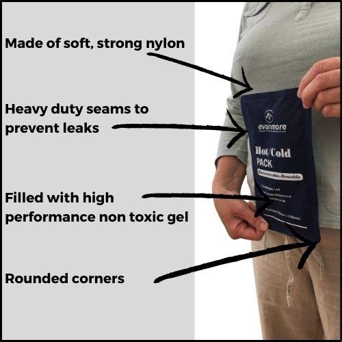 2 x Evanmore Reusable Hot Cold Gel Pack Packs Large, Luxury - Easy to use - Flexible - Long Lasting - Knee, Shoulder wrap - 13 x 23cm - BeesActive Australia