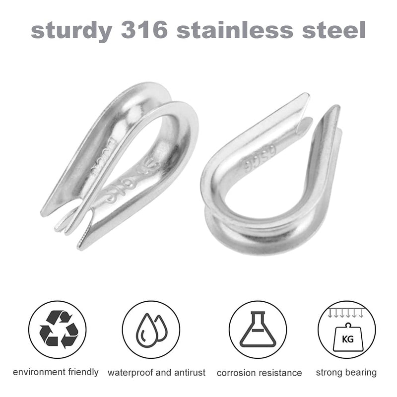 4Pcs 1/2" Wire Rope Chain Thimble for Boat Rigging Anchor Boat Terminating Splicing 316 stainless - BeesActive Australia