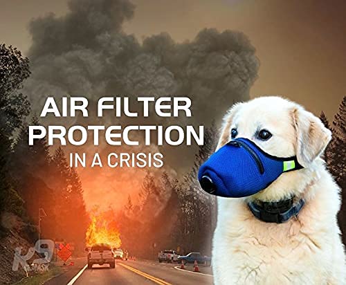 K9 Mask® Air Filter Mask for Dogs with ‘Extreme Breathe’ PM2.5 Premium Air Filter Refills - Blue Small - BeesActive Australia