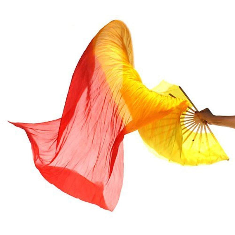 eoocvt 1.8M Hand Made Belly Dance Dancing Silk Bamboo Long Fan for Party Stage Performance - BeesActive Australia