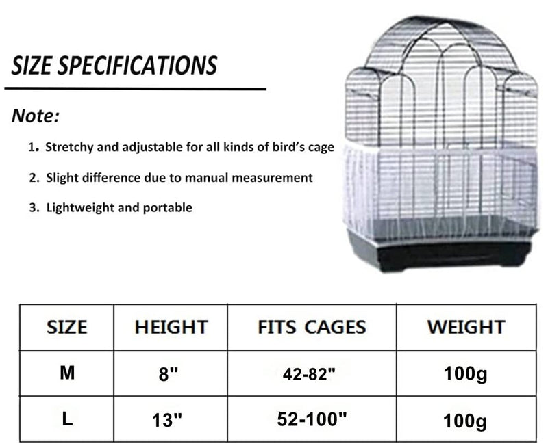 MIDOGAT Bird Cage Cover Seed Catcher, Bird Seed Guards Catchers, Parrot Nylon Mesh Net Cover, Stretchy, Prevent Scatter, Reusable (M) Medium - BeesActive Australia