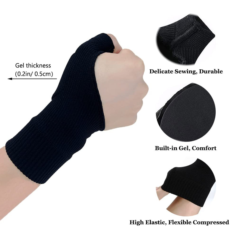 Wrist Thumb Arthritis Gloves (2Pcs), Elastic Compression Sleeves Fingerless Glove with Gel Pad for Arthritis,Tendonitis,Carpal Tunnel,Rheumatoid,Typing, Breathable Compression Gloves for Women & Men - BeesActive Australia