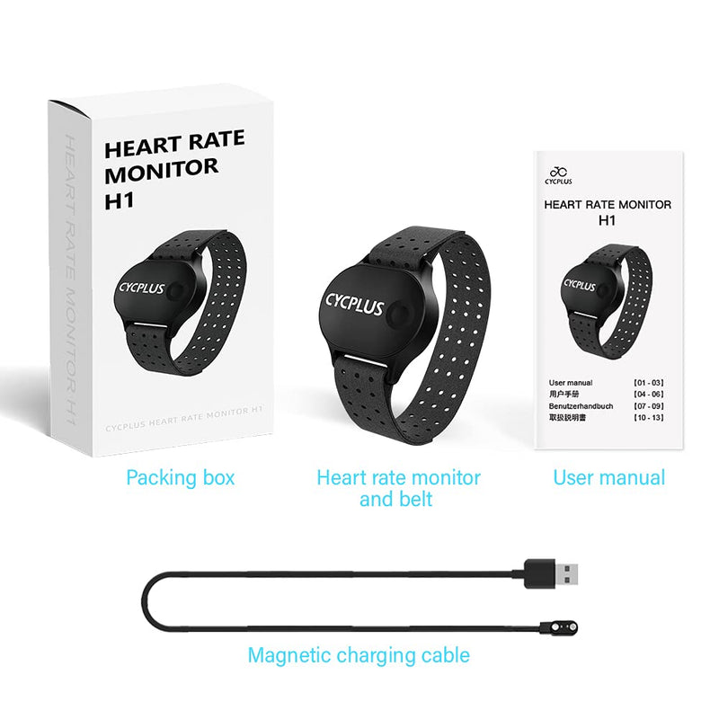 CYCPLUS Heart Rate Strap Wireless Heart Rate Monitor ANT+ Bluetooth Successor Model Waterproof Heart Rate Sensor with Arm Strap Black - BeesActive Australia