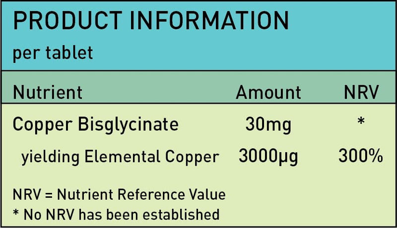 Copper Bisglycinate 3mg Vegan Chelated Cu for Healthy Heart and Improved Immune System, UK Made Pills for Men and Women - 120 Tablets - BeesActive Australia