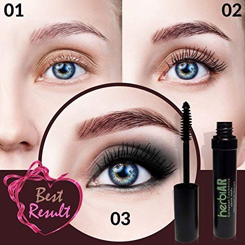 Natural Waterproof Mascara & Eye Lash Growth Serum Voluminous Smudge Proof Makeup Thick Long Lash Enhancer Jet Black Vegan & Cruelty Free (2 x 0.25 Fl Oz) Made in USA | Herbiar - BeesActive Australia