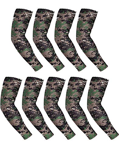 Mudder 9 Pairs Unisex UV Protection Sleeves Arm Cooling Sleeves Ice Silk Arm Sleeves Arm Cover Sleeves (Camouflage) - BeesActive Australia