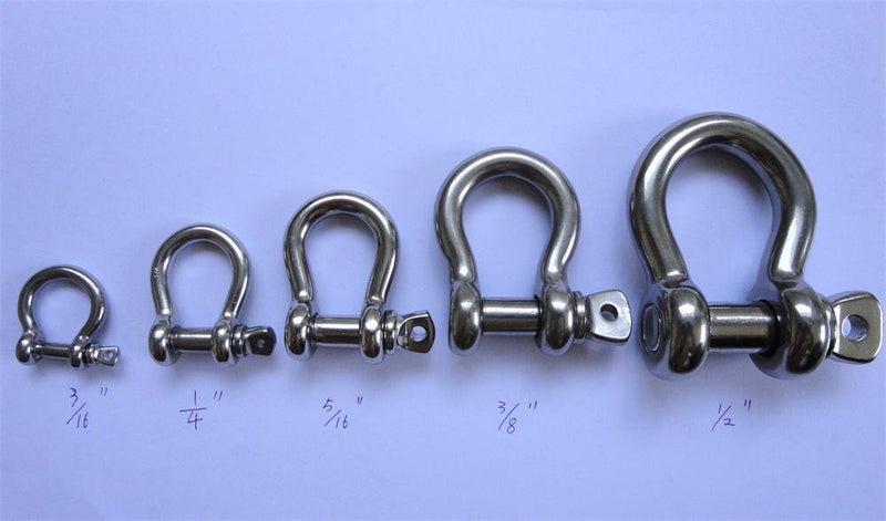 [AUSTRALIA] - JY-MARINE Silver Color Stainless Steel Screw Pin Anchor Shackles,Heavy Duty,US Type Bow Shackle with Over Size Screw Pin (5/8") 