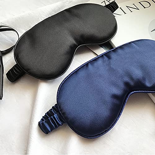 Lucky Whale Silk Satin Sleeping Eye Mask, Soft Sleep Eye Night Blindfold for Women and Men, Eyeshade Cover with Satin Hair Scrunchies and Ear Plugs, Wedding Bridesmaid Gift, Black - BeesActive Australia