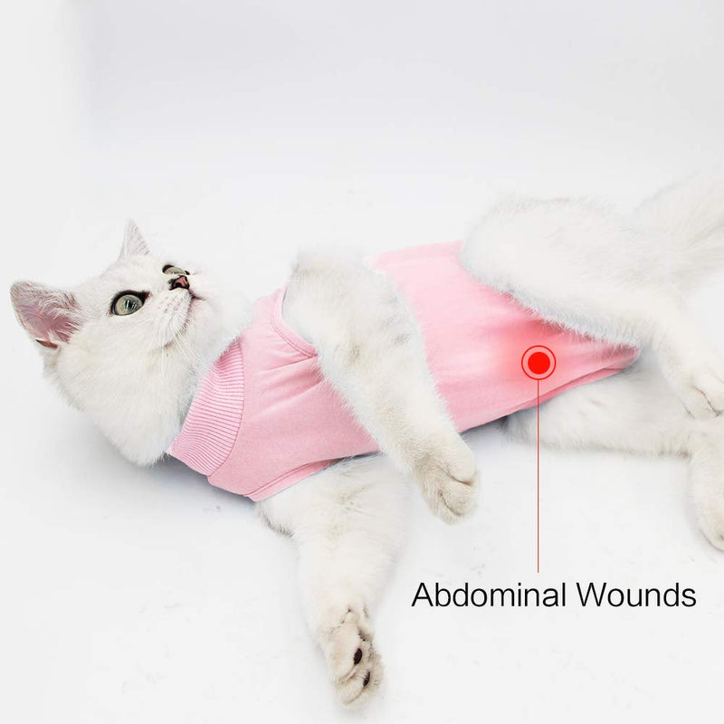 Cat Professional Recovery Suit for Abdominal Wounds or Skin Diseases, E-Collar Alternative for Cats and Dogs, After Surgery Wear, Pajama Suit Medium Pink - BeesActive Australia