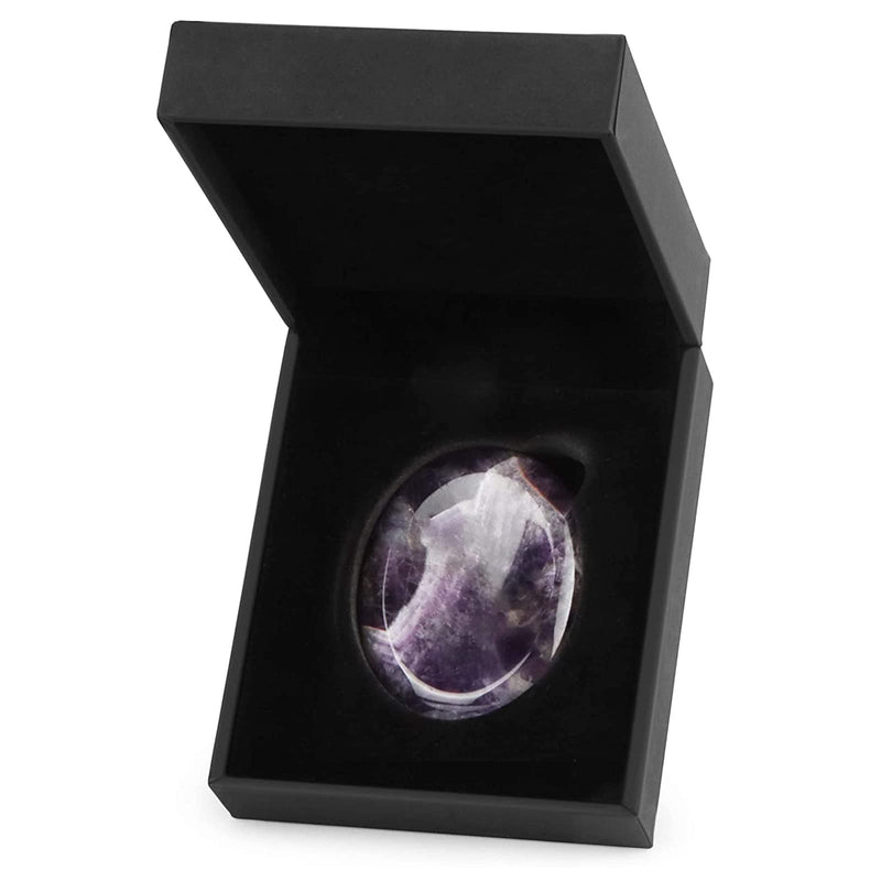 Artistone 2" Amethyst Crystals Worry Stone Carved Natural Polished Reiki Healing Bulk Thumb Chakra Stones for Anxiety Meditation Home Decor(Gift Box) - BeesActive Australia