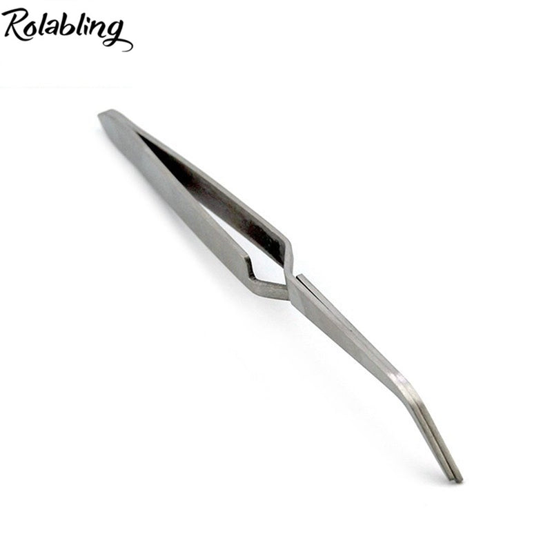 Rolabling Nail Art Tweezers Manicure Rhinestones Picking Tools Trimmers Stainless Steel Nail Art Tools (Size-1) Size-1 - BeesActive Australia