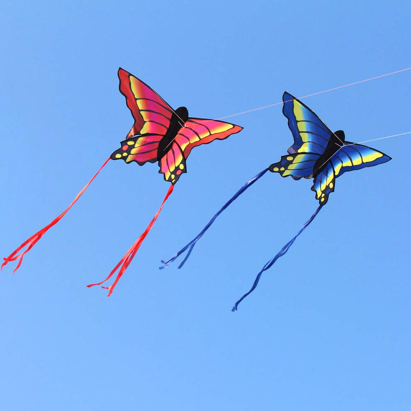[AUSTRALIA] - HENGDA KITE for Kids and Adults Amazing Colorful Butterfly Kite for Outdoor Games and Activities Single Line Kite with Flying Tools (Red and Blue) Red and Blue 