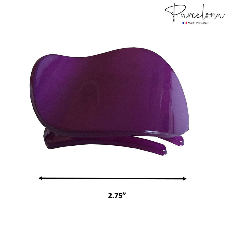 Parcelona France Onde Purple Plum Small 2 3/4" Celluloid Made in France Side Slide in Secure Grip Hair Updo Hinge Duck Hair Claw Clamp for Women and Girls - BeesActive Australia