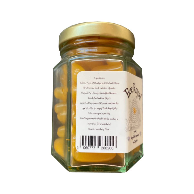 Bee Royal - 60 Royal Jelly Capsules of 500mg 100% Fresh Queen's Jelly NOT Freeze Dried Extract - Supports Immune System, Fertility, Energy Management, Reduces Tiredness & Fatigue (500mg / 60 caps) 60 Count (Pack of 1) - BeesActive Australia