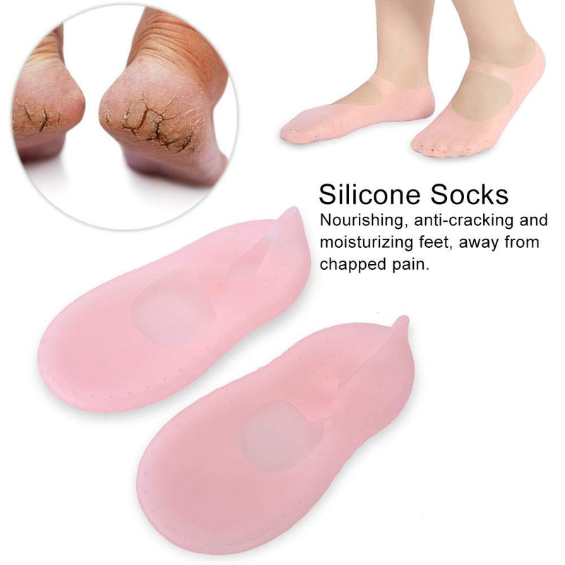 2pcs Moisturizing Silicone Sock, Silicone Moisturizing Socks for Women and Men Foot, Non-slip Silicone Socks, Anti-split Moisturizing Socks, Foot Care Protection Tools(M-rose) M rose - BeesActive Australia