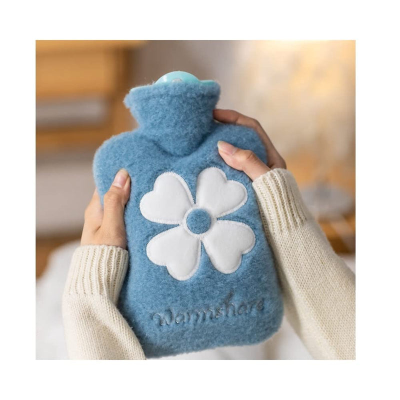 Hot Water Bottle with Cover, 500ML Small,Wearable,Mini, Great Gift for Women, Seniors & Children (Blue) Blue - BeesActive Australia