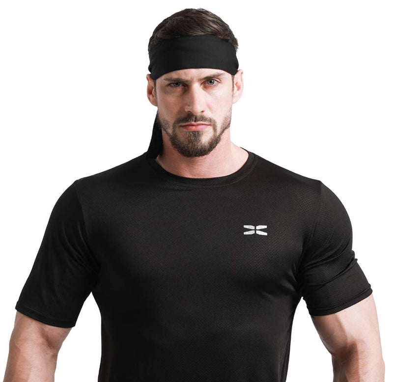 Sports Headband - Head Tie Tennis Tie Hairband - Sweatbands Headbands Wristbands Head Wrap - Ideal for Working Out,Tennis 1pcs-black - BeesActive Australia