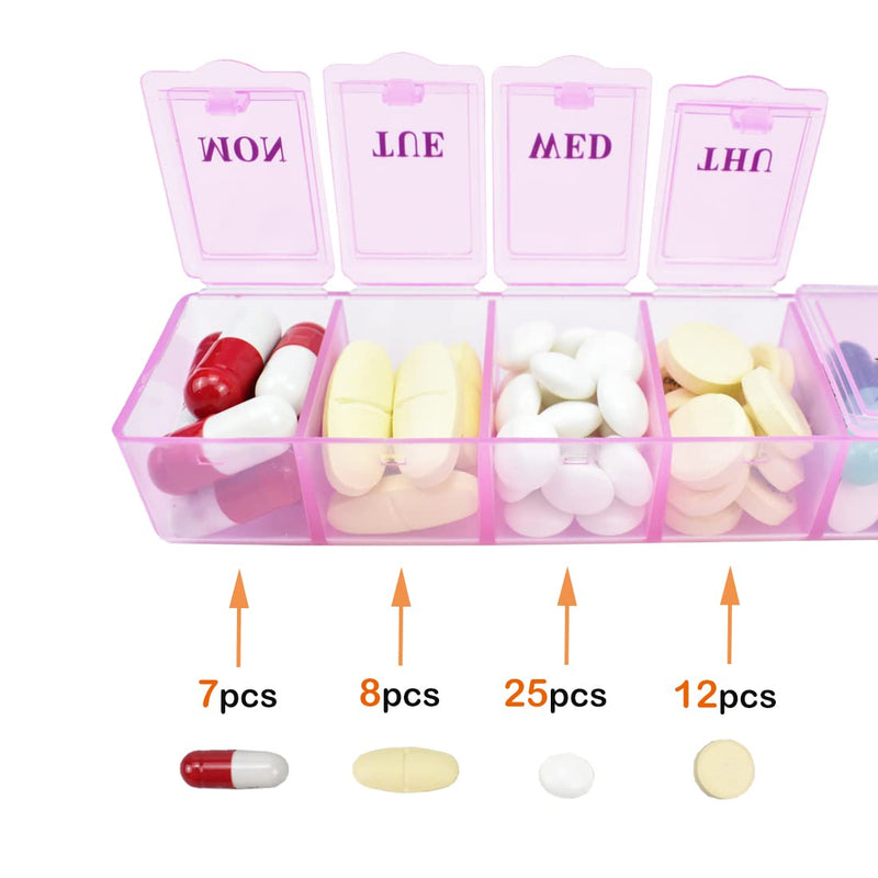 3 Pcs Pill Box Organiser 7 Day One Time a Day Pill Dispenser Storage Case for Medication Supplements Vitamins and Cod Liver Oil - BeesActive Australia