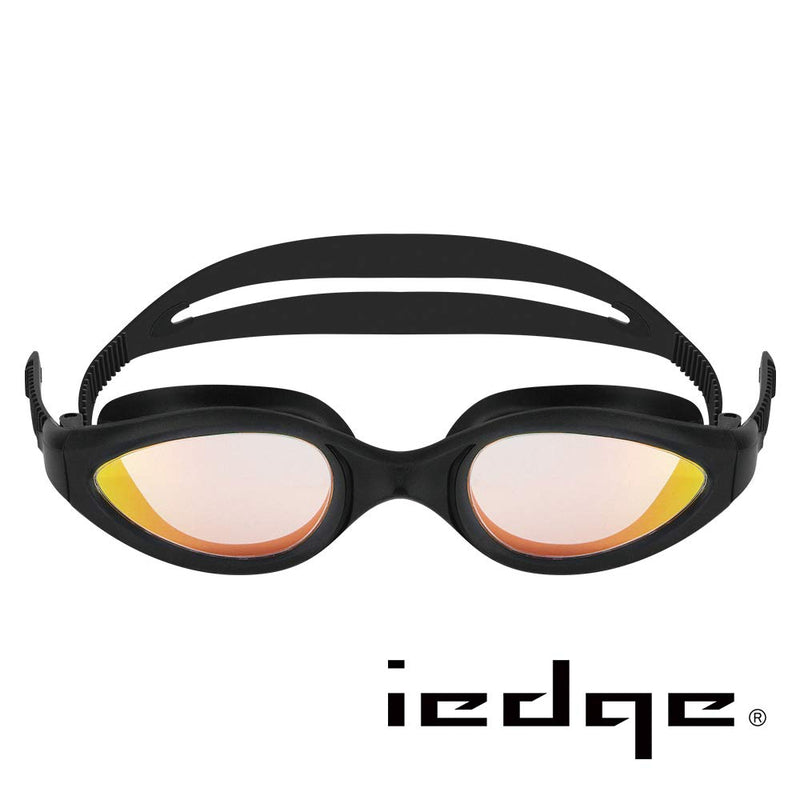 [AUSTRALIA] - iedge Swim Goggle - Mirrored Anti-Fog Coated Curved Lenses with UV Protection, One-Piece Frame Soft Seals, Easy Adjusting Leak Proof for Adults Men Women VG-943 Orange 