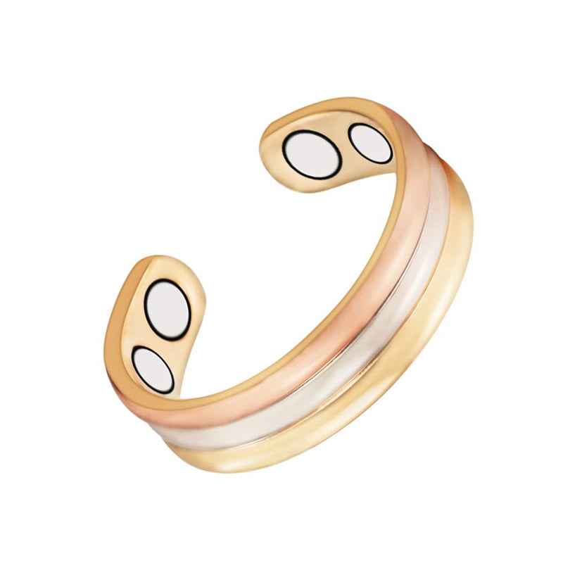 EnerMagiX Tri Tone Pure Copper Rings, Magnetic Rings for Women with 4 Magnets, Fashion Jewelry for Ladies - BeesActive Australia