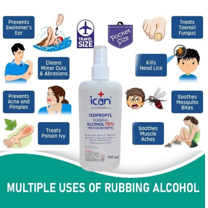 ican london isopropyl rubbing Alcohol 70% First aid Antiseptic Disinfectant 100ml Spray - BeesActive Australia