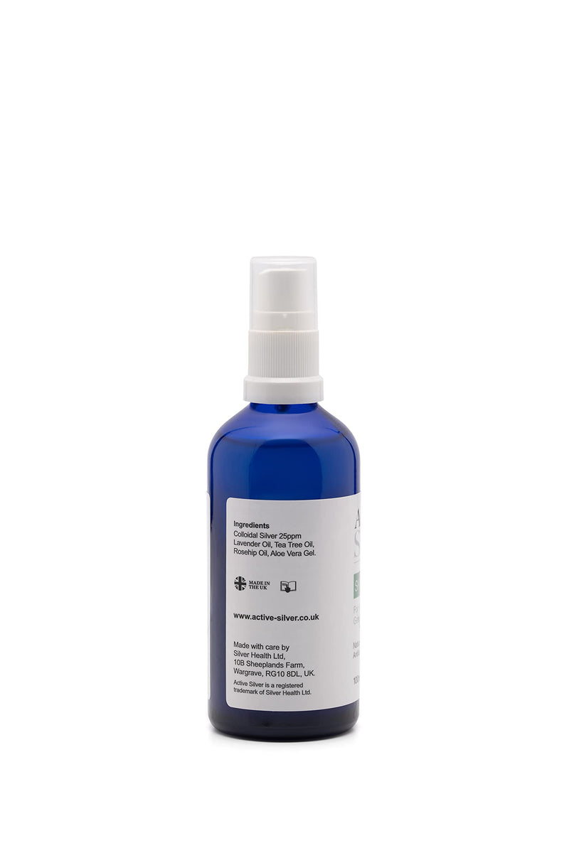 Active Silver Skin Cleanse with Colloidal Silver (100ml Spray Bottle), Tea Tree and Lavender Oil, Gently Cleans Skin, for face and Body, use in The Home or for Travel 100 ml (Pack of 1) - BeesActive Australia
