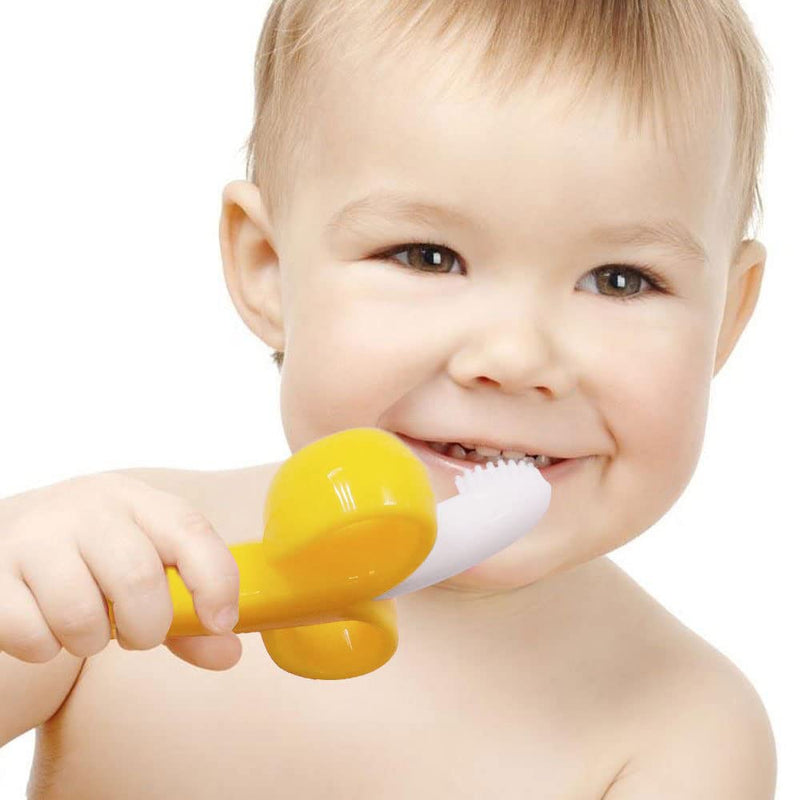 Baby Teether and Toothbrush, 3 in Pack, Silicone Toddler Training Finger Toothbrushes with Storage Case 1 bananas teether+2 finger toothbrush - BeesActive Australia
