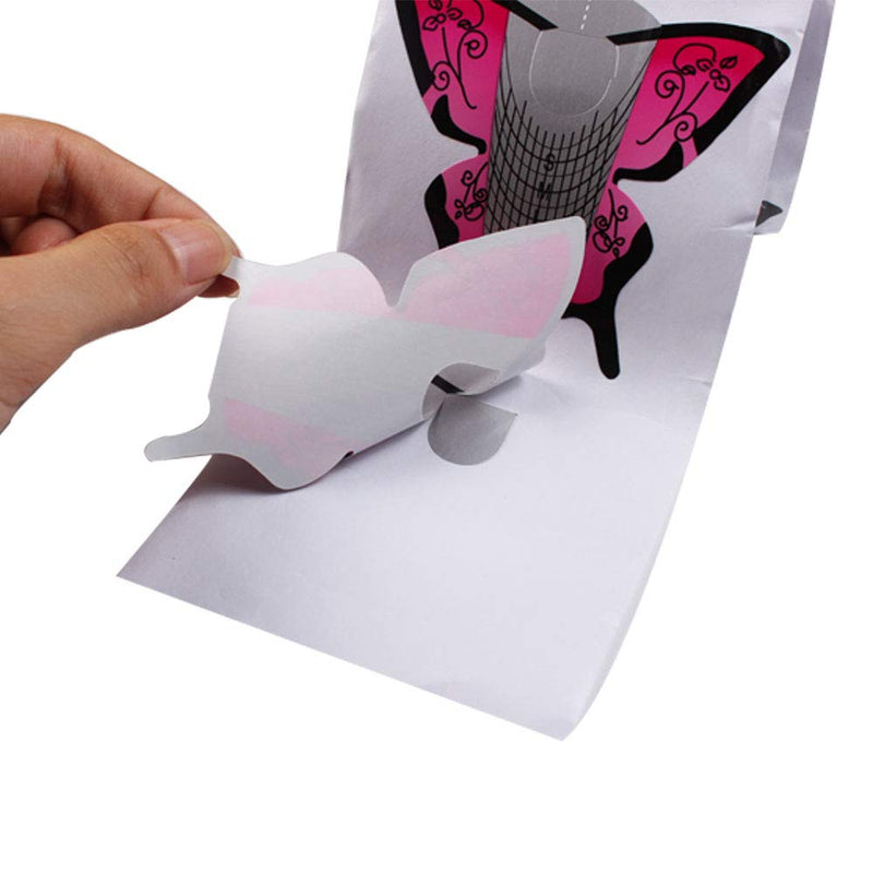 Beauty Leader 500pcs Nail Form Pink Butterfly Design Adhesive Nail Form for Acrylic/UV Gel Nail Tips Extension Manicure Nail Art Tool - BeesActive Australia