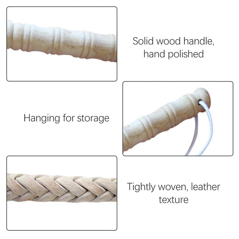 TINTON LIFE Leather Dog Protection Training Whip with Wood Handle Professional Agitation Whip Pet Exercise Tool Short - BeesActive Australia