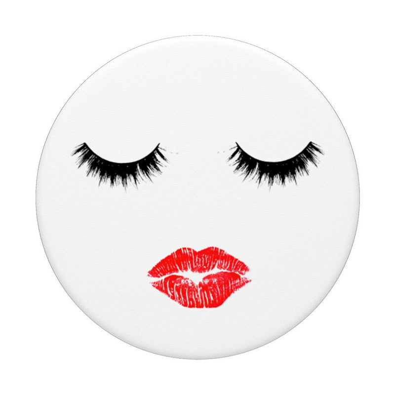 Lashes Lips Sexy Face Red Lipstick MUA Makeup Artist PopSockets Grip and Stand for Phones and Tablets Black - BeesActive Australia