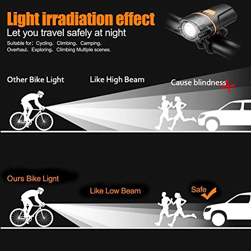 Wastou Bike Lights, Super Bright Bike Front Light 1200 Lumen, IPX6 Waterproof 6 Modes Cycling Light Flashlight Torch with USB Rechargeable Tail Light(USB Cable Included) Black - BeesActive Australia