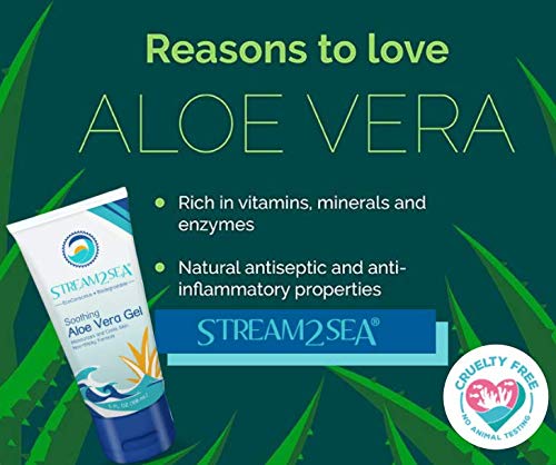 Stream2Sea Soothing Aloe Vera Gel - All Natural Underwater Sting and Sunburn Relief - After Sun Care for Face and Body Easy to Absorb Hydration Moisturizing Formula, 6 oz - BeesActive Australia