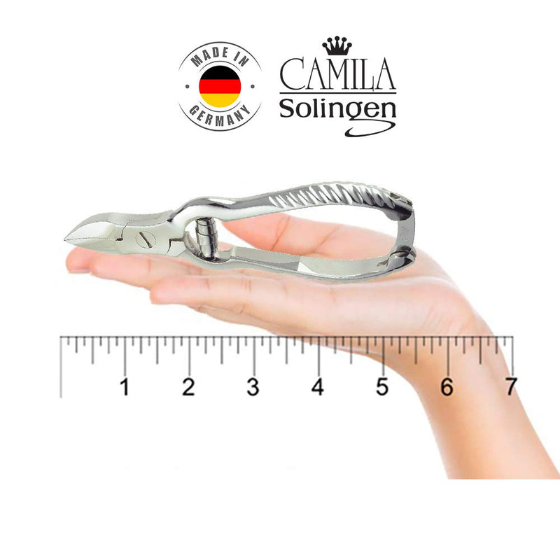 Camila Solingen CS13 Large Heavy Duty Toe Nail Clippers for Thick Nails, Manicure & Pedicure, Double Barrel Spring. Super Sharp Curved Stainless Steel 20mm Blade from Solingen Germany (5.5") - BeesActive Australia