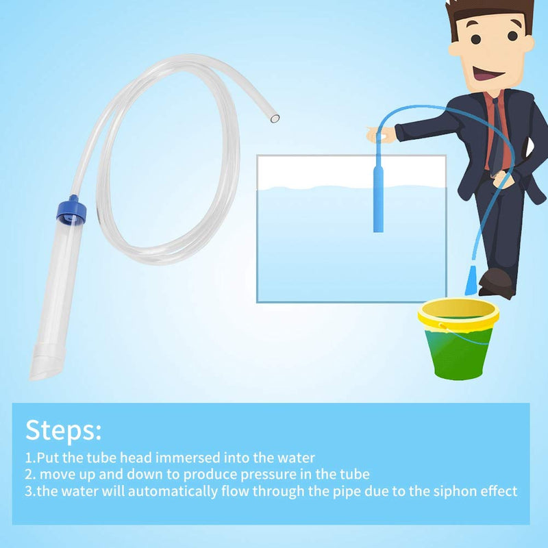 Aquarium Manual Water Changer Gravel Cleaner Water Filter Syphon Tube Fluids Transfer Tool PVC Sand Vacuum Cleaning Pump Fish Tank Cleaning Tool with 59in Long Pipe - BeesActive Australia