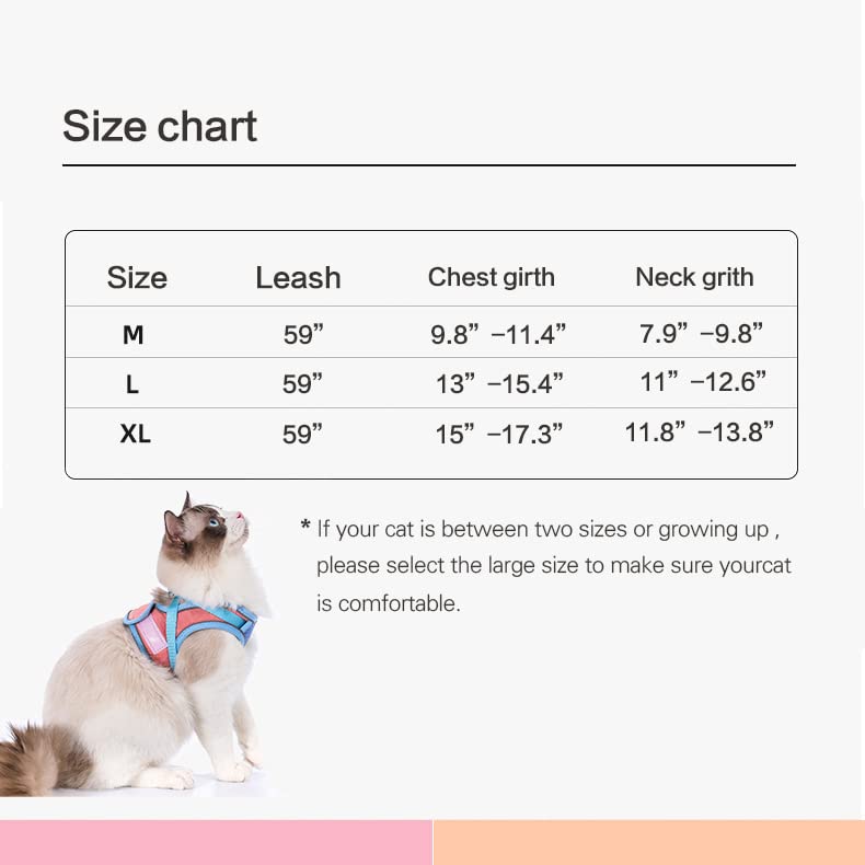 TOTORO Cat Harness and Leash for Walking Escape Proof ，Adjustable Comfortable Suedette Vest Harnesses for Cats，Reflective Strips Easy to Put on Step-in Velcro Jacket Medium Blue - BeesActive Australia